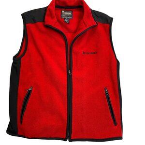 AE Mens Fleece Vest Small Performance Red & Black With Zippered Pockets Durable